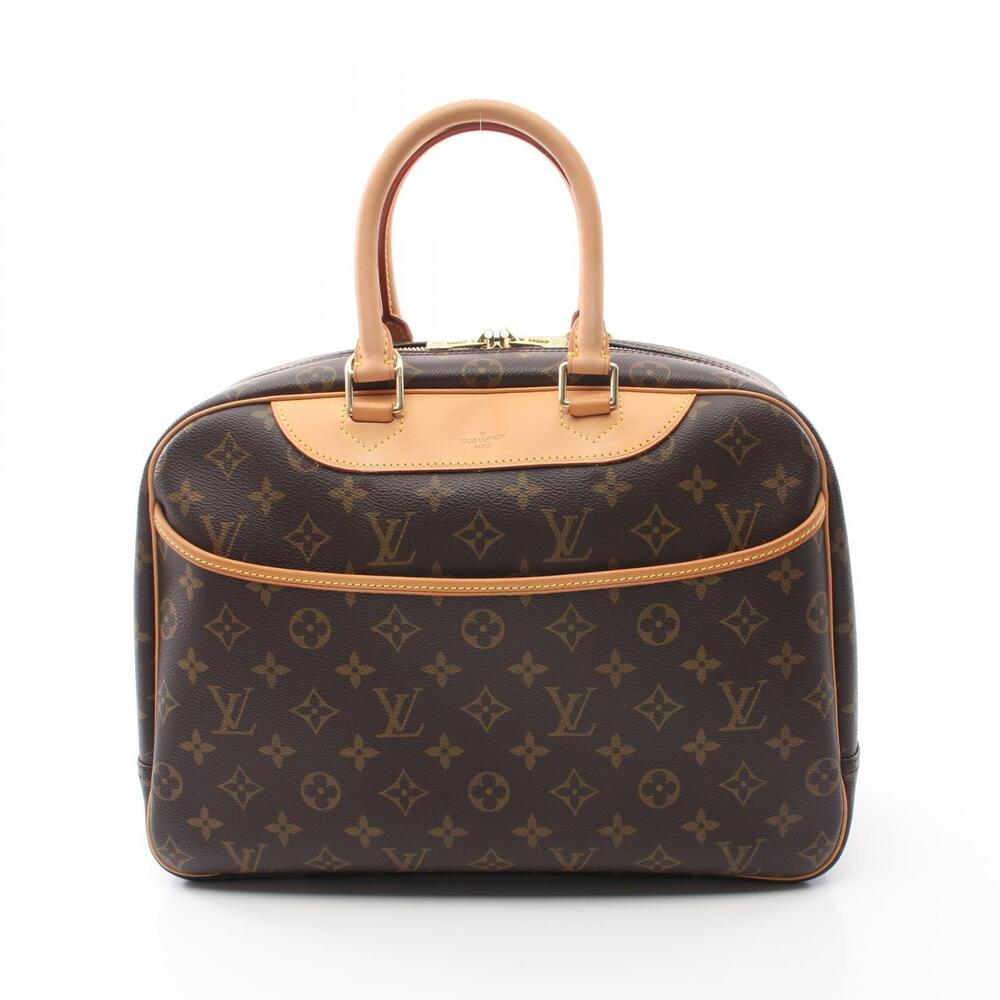 Louis Vuitton Deauville Bowling Vanity Handbag Canvas Leather Monogram Brown - Picture 1 of 7